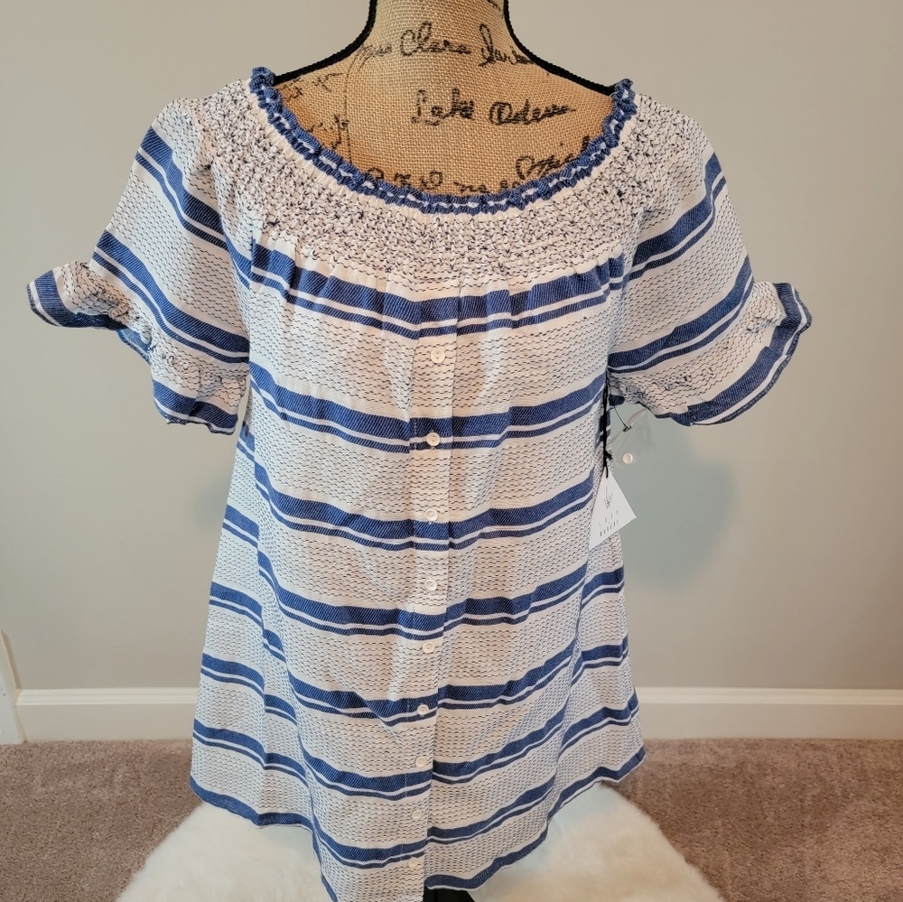 Lost + Wander blue and white dress